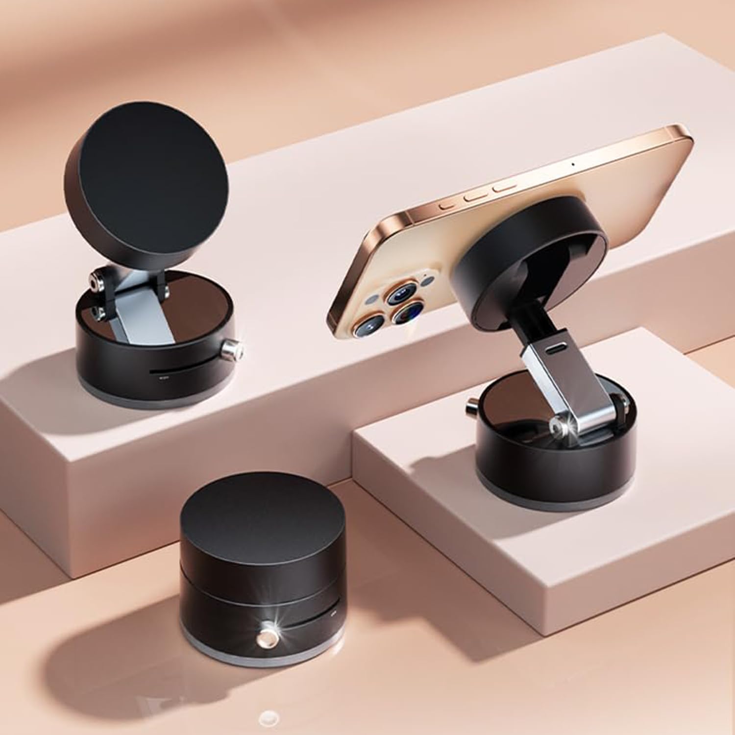 Car Vacuum Suction Magnetic Phone Holder, Upgraded Suction Cup, Magnetic Car Phone holders for phone and Supportable for All Smartphones, Portable Phone Holder Mount for Gym/Mirror/Smooth Surface-Black - Image 6