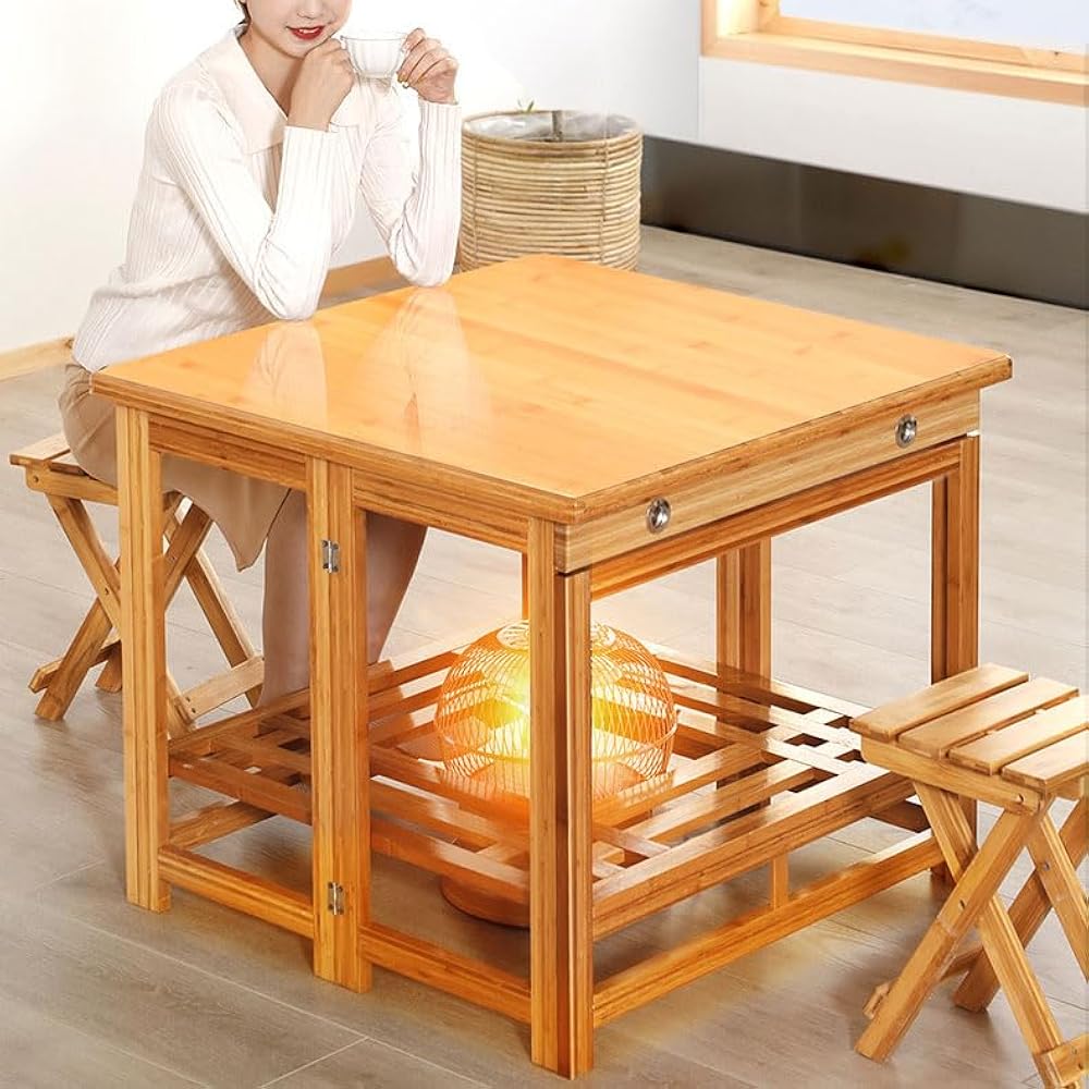 All-in-One Heating Coffee Table – Foldable Kotatsu with Built-In Heater, Blanket, and Multifunctional Drawer - Image 4